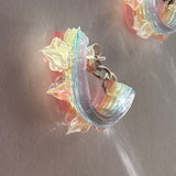 Rainbow Jelly with Star-Flowers Hoop Earrings