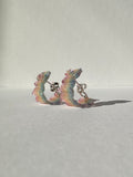 Rainbow Jelly Squiggle Hoop Earrings