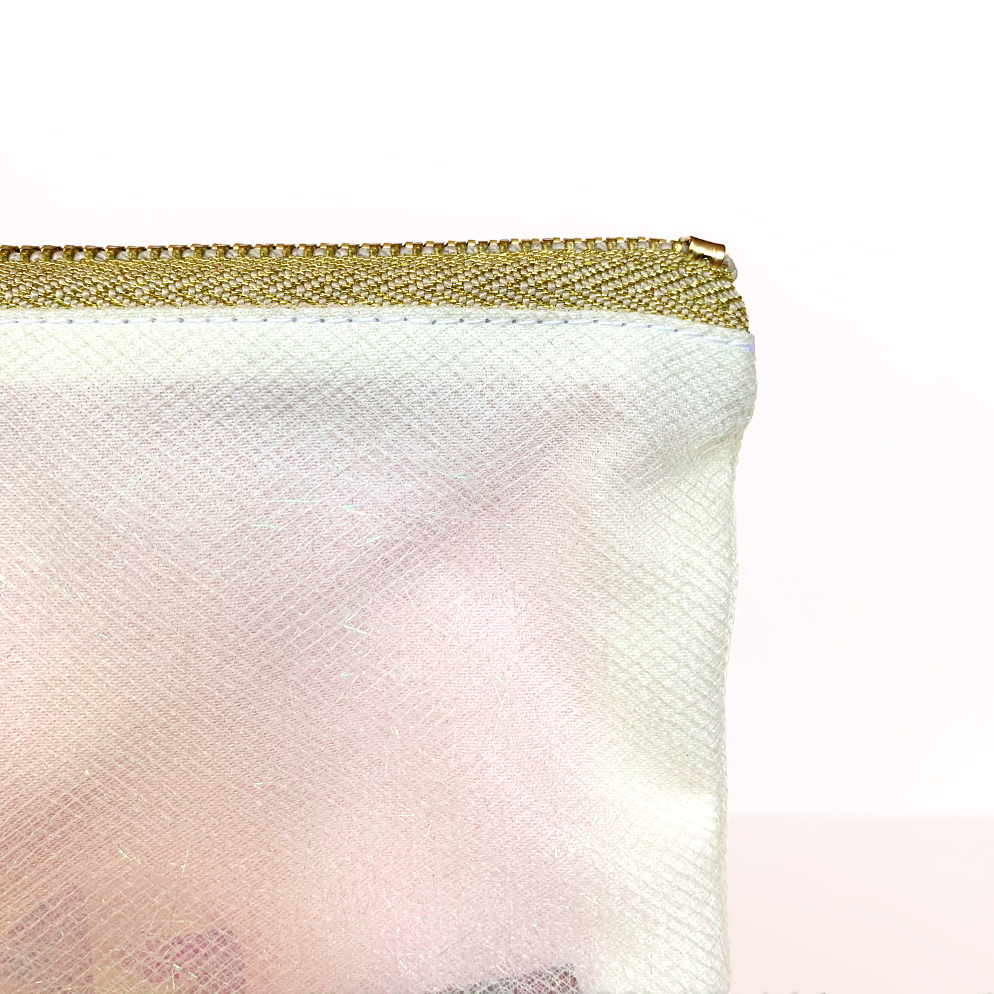 "Kaleidoscope" Confetti Bag - Cream Light Pink & Glitter Cellophane - Clutch - Zipper Pouch - makeup case - med - Handmade by Christina Thomas