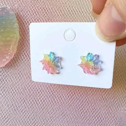 Rainbow Jelly Star-Flower Stud Earrings