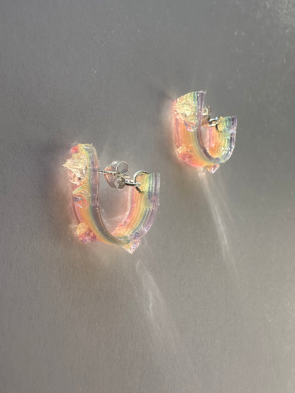 Rainbow Jelly with MINI Star-Flowers Hoop Earrings