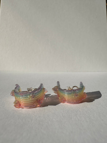 Rainbow Jelly with MINI Star-Flowers Hoop Earrings
