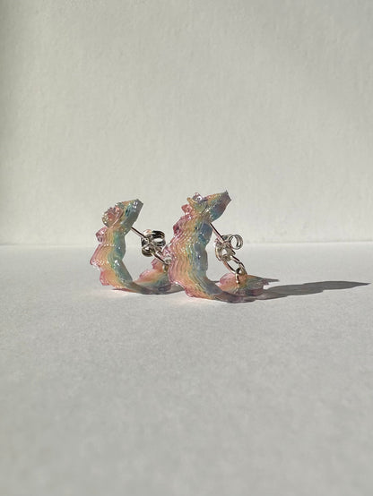 Rainbow Jelly Squiggle Hoop Earrings