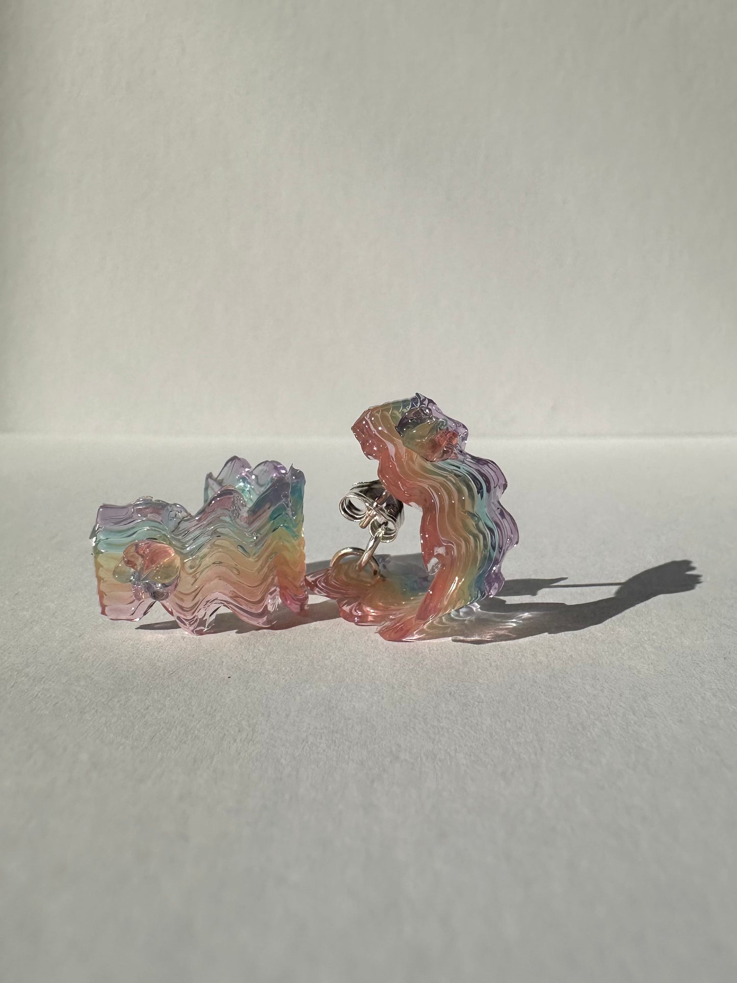 Rainbow Jelly Squiggle Hoop Earrings