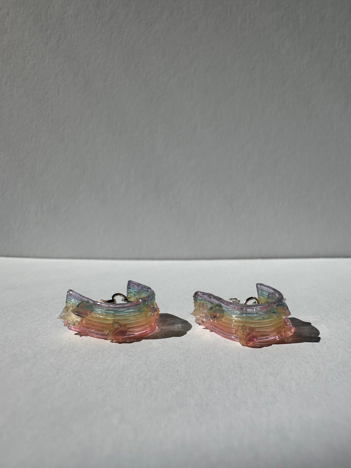Rainbow Jelly with MINI Star-Flowers Hoop Earrings