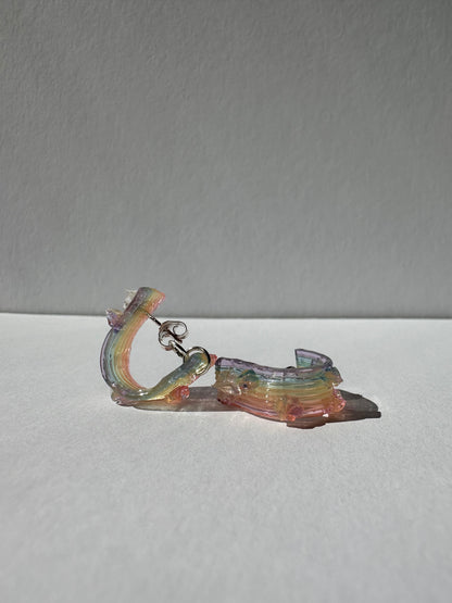 Rainbow Jelly with MINI Star-Flowers Hoop Earrings