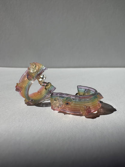 Rainbow Jelly with MINI Star-Flowers Hoop Earrings