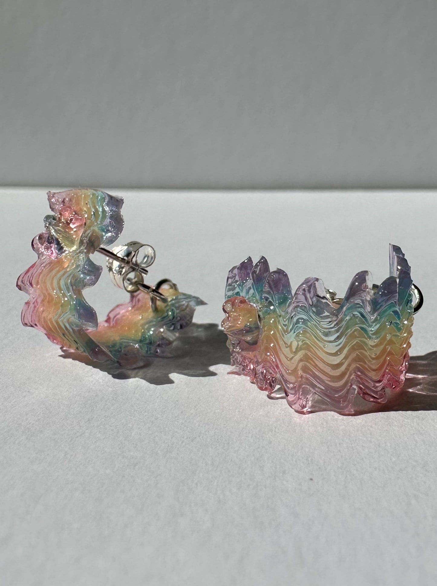 Rainbow Jelly Squiggle Hoop Earrings