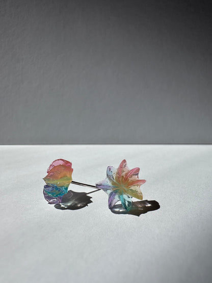 Rainbow Jelly Star-Flower Stud Earrings