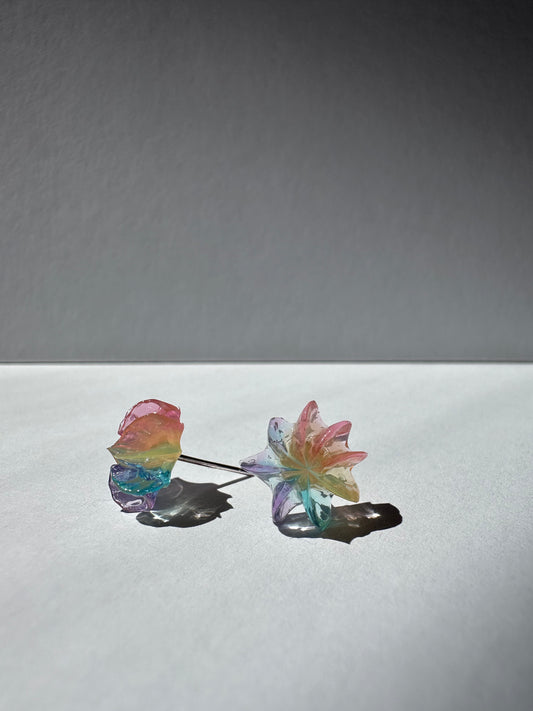 Rainbow Jelly Star-Flower Stud Earrings