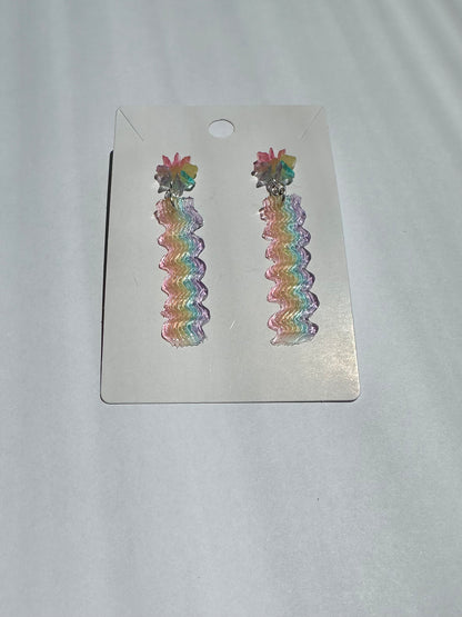 Rainbow Jelly Squiggle Dangle Earrings