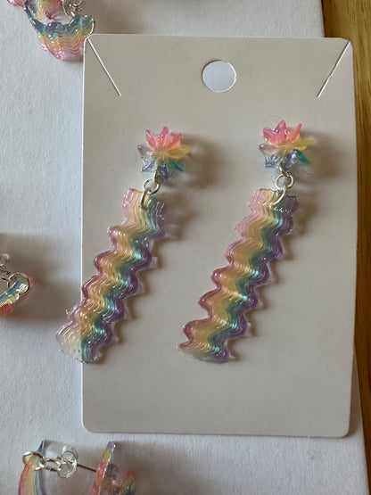 Rainbow Jelly Squiggle Dangle Earrings