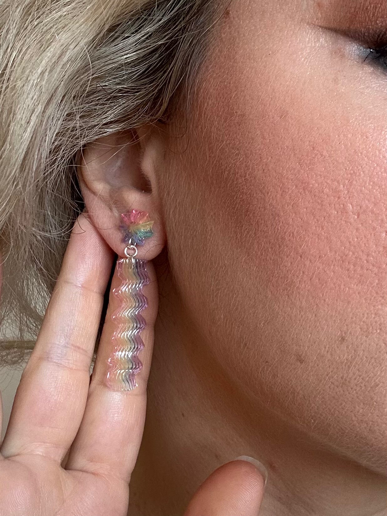 Rainbow Jelly Squiggle Dangle Earrings