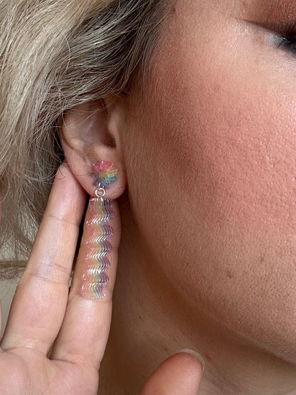 Rainbow Jelly Squiggle Dangle Earrings