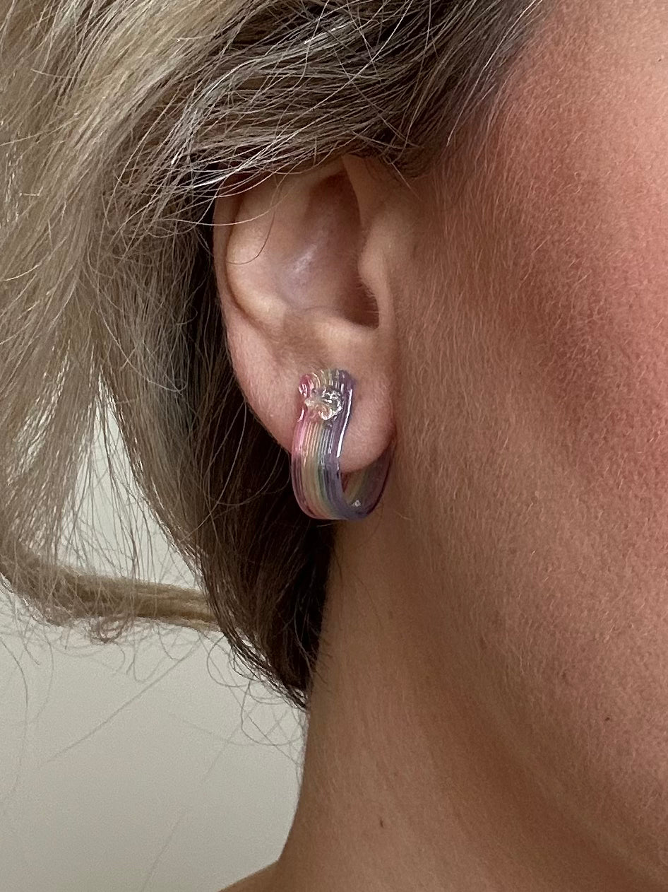 Rainbow Jelly Hoop Earrings