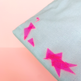 "Broken Glass" Confetti Bag - Light Blue Mint & Glitter - Neon pink - Clutch - Zipper Pouch - makeup case - sm med - Handmade by Christina Thomas