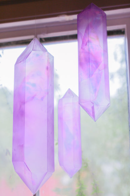 Hanging Crystal CLUSTER PACK of 3 - Rainbow, Smoke, Green, Violet, Rose - home decor - interior design