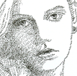 A Fine Art Giclee Print of the illustration, Blah Blah Blah, a portrait drawn in words, by artist Christina Thomas