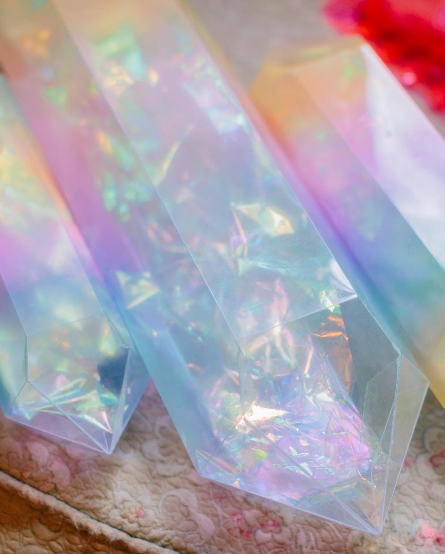 Hanging Crystal CLUSTER PACK of 3 - Rainbow, Smoke, Green, Violet, Rose - home decor - interior design