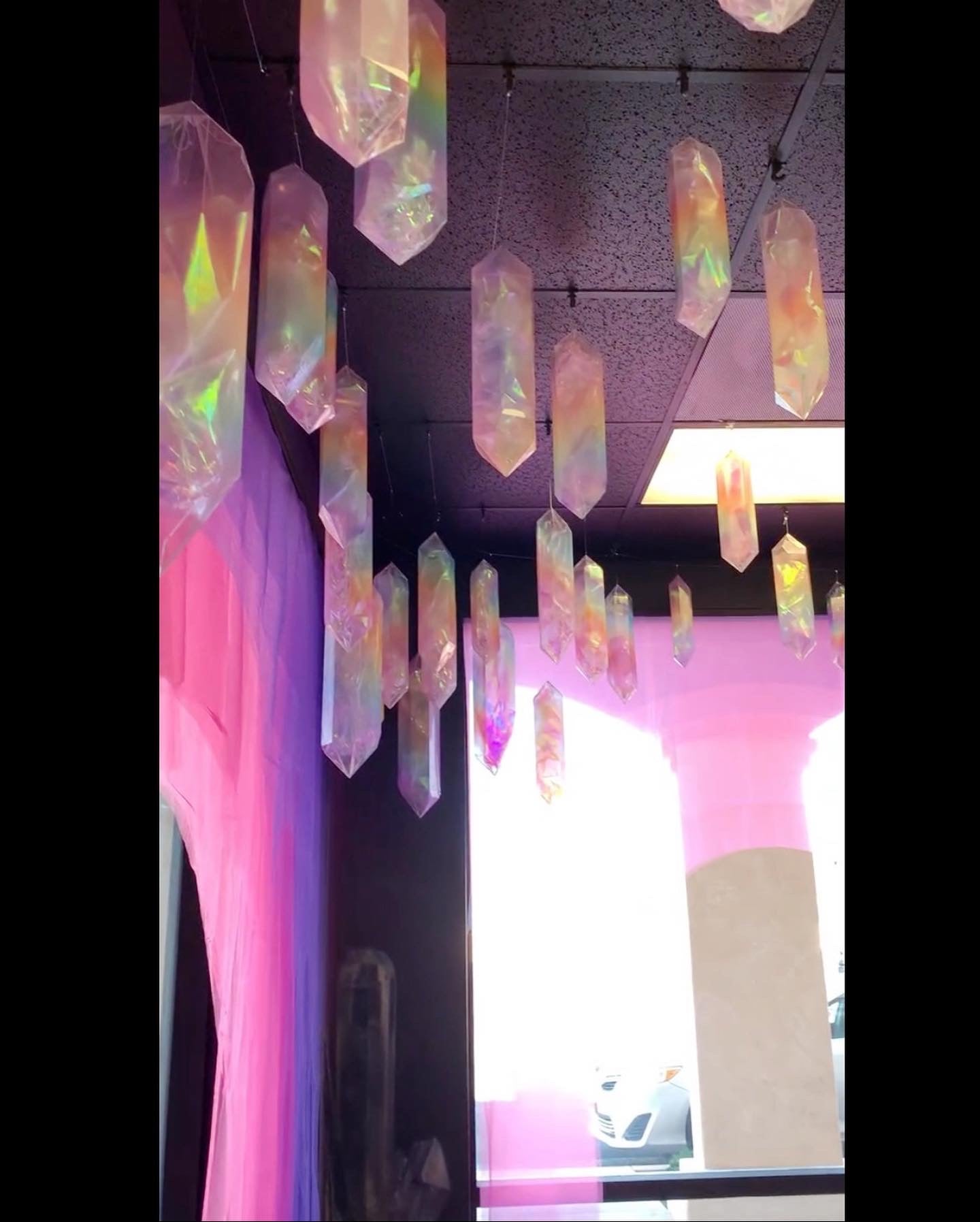 Hanging Crystal CLUSTER PACK of 3 - Rainbow, Smoke, Green, Violet, Rose - home decor - interior design