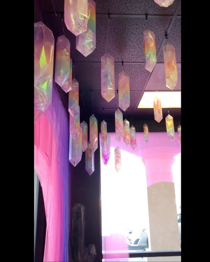 Hanging Crystal CLUSTER PACK of 3 - Rainbow, Smoke, Green, Violet, Rose - home decor - interior design