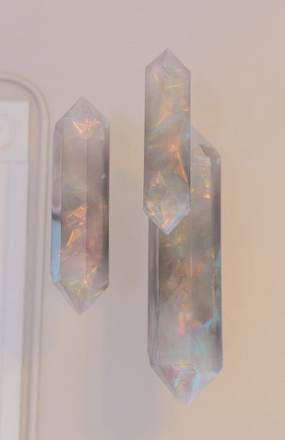 Hanging Crystal CLUSTER PACK of 3 - Rainbow, Smoke, Green, Violet, Rose - home decor - interior design