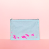 "Broken Glass" Confetti Bag - Light Blue Mint & Glitter - Neon pink - Clutch - Zipper Pouch - makeup case - sm med - Handmade by Christina Thomas