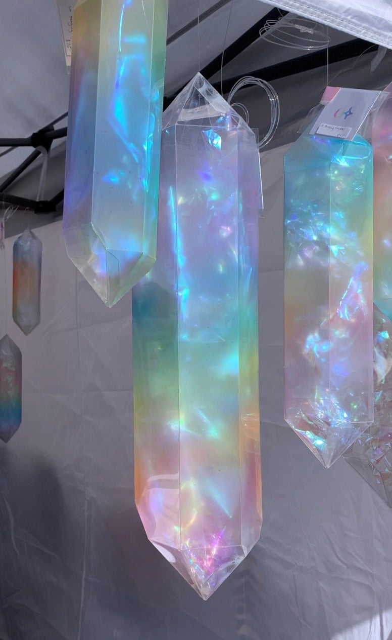 Hanging Crystal CLUSTER PACK of 3 - Rainbow, Smoke, Green, Violet, Rose - home decor - interior design