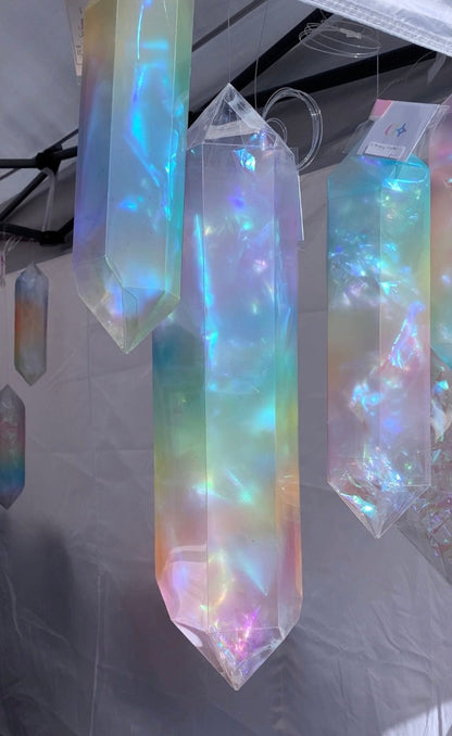 Hanging Crystal CLUSTER PACK of 3 - Rainbow, Smoke, Green, Violet, Rose - home decor - interior design