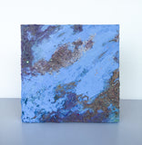 Abstract Glitter Painting "Map" - 8x8 small - Periwinkle and Lavender - by Christina Thomas